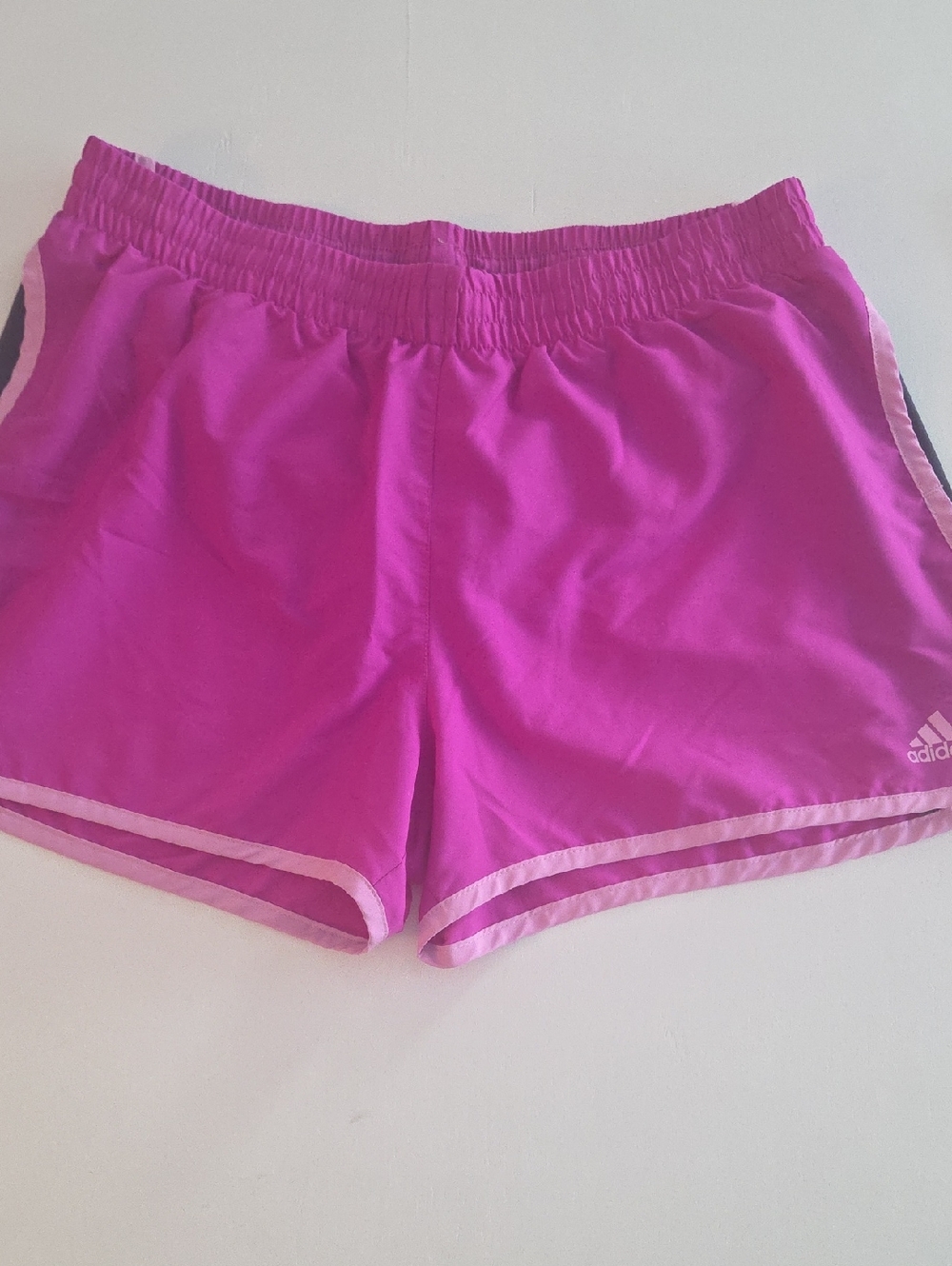 adidas Women's Magent Fuschia Pink Athletic Shorts with Dark Gray Trim Medium